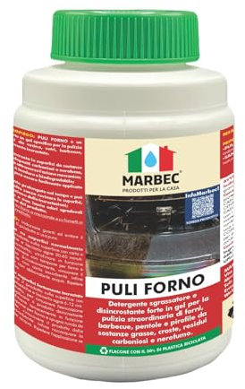 MARBEC PULI FORNO 1KG Detergente gel disincrostante e sgrassatore per forni, barbecue, pentole e pirofile. Inodore, potente contro croste nere e grasso bruciato.