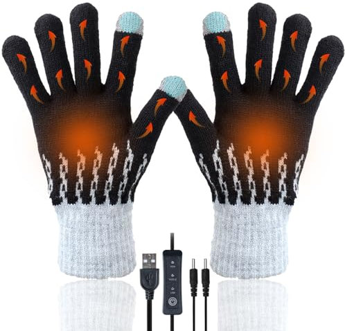 USB-beheizte Handschuhe für Männer und Frauen, Winterhände, warme Handschuhe, volle Hände, Touchscreen-Laptop-Handschuhe, strickende Heizhandschuhe, waschbare Thermo-Handschuhe für drinnen und draußen