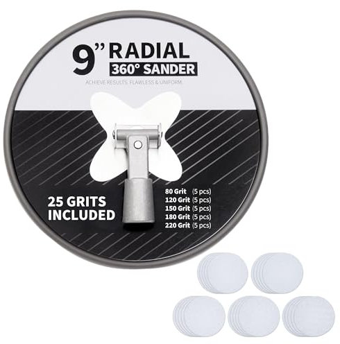 Precision Defined 9-Inch Hook & Loop Sandpaper Pack – Orbital Sander Pads, Drywall Sanding Screens, 25 PCS (Radial Sander)