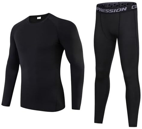 Gavena Thermounterwäsche Kinder Jungen Fußball Funktionsunterwäsche Schnelltrocknend Skiunterwäsche Warme Sportunterwäsche für 5-13 Jahre Kids