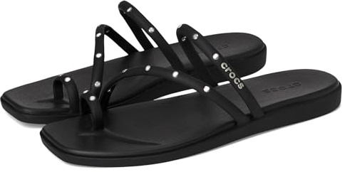Crocs dam Miami Studded Toe Loop platta sandaler, svart, 41/42 EU