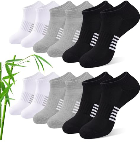 Effeet Bamboo Trainer Socks Womens 6 Pairs, Breathable Cushioned Ladies Ankle Socks, Anti Blister Short Athletic Sports Running Sock, Low Cut Summer Walking Sock, Multicolor 3-5