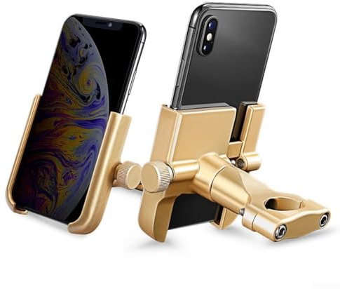 Bike Phone Holder, 360° Adjustable Motorcycle Mobile Phone Holder For 4.5-6.8 Inch Smartphone, For Bicycle/MTB/Scooter(Gold)