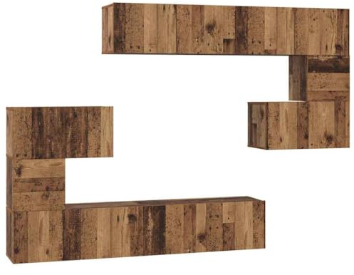 vidaXL Ensemble Meuble TV 8 pcs Bois Ancien Bois d'ingénierie, Unité de Salon Chic, Design rectangulaire, Rangement Mural, Centre Multimedia Fonctionnel, Organisateur stylé