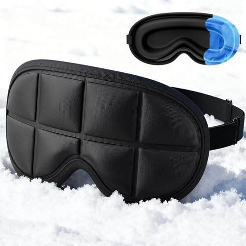 Tolaccea Antifaz 3D para Ojos con Gel Frío – Mascarilla de Sueño con Terapia de Gel Caliente y Frío para Mujeres y Hombres, contra Hinchazón,Ojeras,Migrañas y Ojos Secos,Extra Grueso y Opaco(1pack)