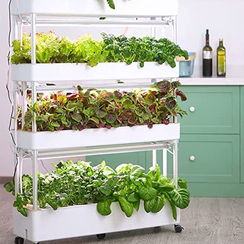 Sistema de cultivo hidropónico, torre acuapónica de 48 agujeros con lámparas LED automatizadas, equipo inteligente multicapa sin suelo para jardinería interior