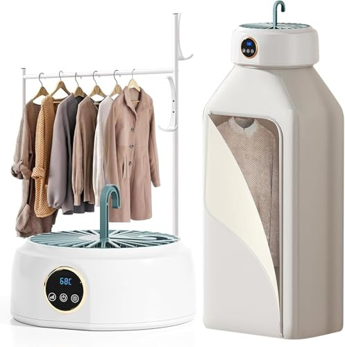 Mini Sèche-linge Portable, Sèche-linge électrique 600W, Mini séchoir à air chaud pliable, avec minuteur, stérilisation UV, avec sac de séchage, arrêt automatique pour appartement, voyage (Blanc)