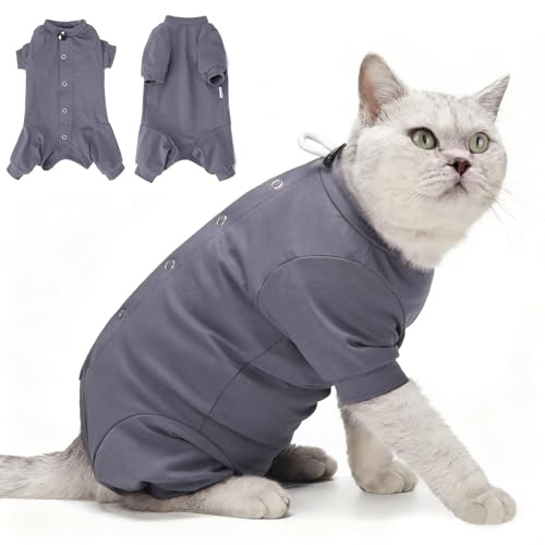 HEYWEAN Kattbody efter operation, långärmad, kattdräkt, tryckknapp, kroppsknapp, kattunge, operation, hona, anti-slickning, efter sterilisering, textilier för katter