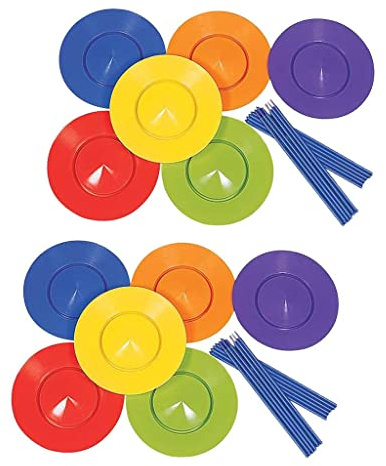 pistro Juggling Sticks & Plates Set - 12 Plastic Performance Props for Circus & Acrobatics