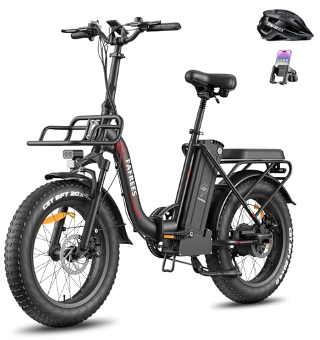 Fafrees Bicicleta Eléctrica Plegable F20 MAX, Fatbike Off-Road 20 * 4,0'', Batería 30Ah/1440Wh, Cesta, Alance 110-150 km, Bicicleta Eléctrica de Montaña para Adultos (Negro)