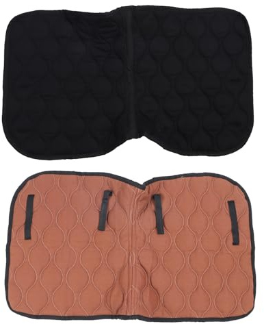 Manta transpirable para silla de montar – Tela profesional de sarga de hilo único para salto y entrenamiento – Equipo de equitación ergonómico para aliviar la presión – Duradera (Coffee and Black)
