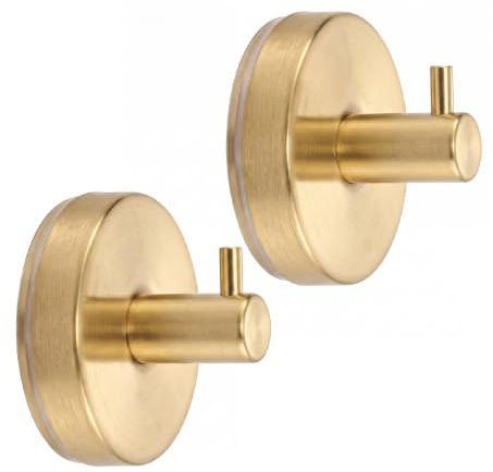 Suction Cup Hooks, 2 Pack Gold Stainless Steel Suction Hook for Shower | No-Drill Removable Hooks, Reusable, Strong Suction Up To 15 Lb, For Glass, Tile, Mirror And Smooth Surfaces