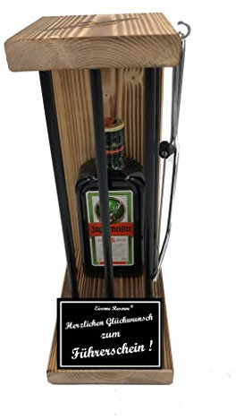 Jägermeister Führerschein bestanden Geschenk Eiserne Reserve Black Edition Text s/w Herzlichen Glückwunsch zum Führerschein Kräuter Likör (1 x 0.35 l)