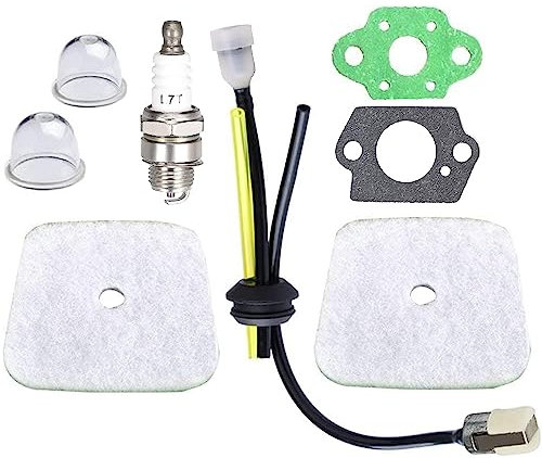 Hippotech 2 PCS Air Filter and Fuel Line Primer Bulb Repower Kit for Mantis Tiller Cultivator 7222 7222E 7222M 7225 7230 7240 7920 7924
