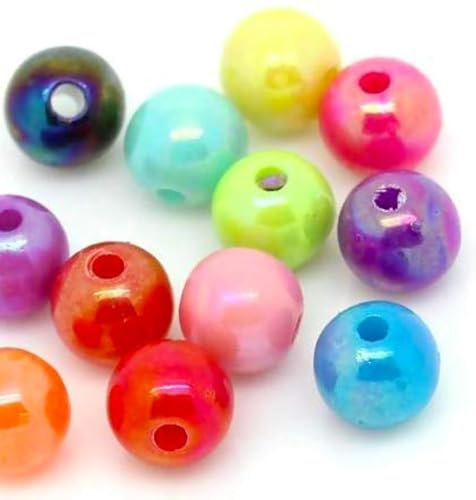 500 Stück Acrylperlen bunt, 6mm - Kunststoffperlen glänzend mit Lochung 2mm, zum basteln, Perlen, Schmuckherstellung, DIY-Arbeiten, Schmuckperlen zum auffädeln