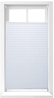 Relaxdays Plissee Rollo ohne Bohren, Klemmfix zum Kleben, Faltrollo lichtdurchlässig, Faltstore, weiß, versch. Größen