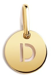 SINGULARU - Mini Medallion Letter. Colgante Inicial en Plata de Ley 925 con Acabado Baño de Oro de 18 Kt. Combinable con Collar. Joyas para Mujer. Letra D