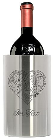 Weinkühler mit Gravur – personalisierbar –doppelwandiger Edelstahl Weinkühler, Sektkühler & Champagnerkühler – Geschenkidee für Weinliebhaber (18 x 12 cm | Herzform) – STEMPEL-FABRIK