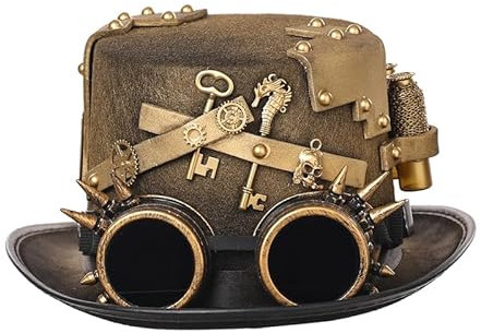 GRACEART Unisex Steampunk Hut Steampunk Zylinder Hut für Männer oder Frauen (DE/NL/SE/PL, Alphanumerisch, M, Style-20)