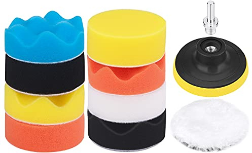 3 Inch Polishing Pads Kit, 11PCS Foam Buffing Pads with Drill Adapter