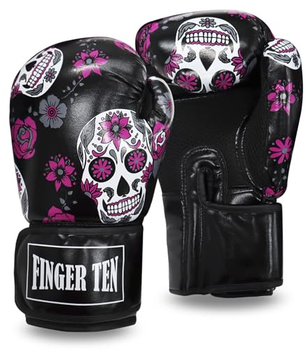 Boxhandschuhe Damen Kickboxen Frauen Box Handschuhe Punchinghandschuhe 8 10 12 14 oz Kickboxhandschuhe Handschuh für Boxen Training Kampfsport Sandsack MMA Sparring (14oz, Schwarz)