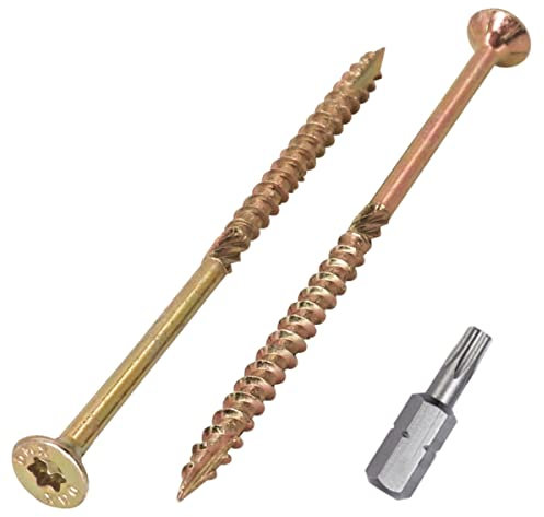 SKIR'CO (40 piezas) Tornillos universales de acero chapado en zinc de 4 x 80 mm, cabeza avellanada, cabeza torx, tipo 17, tornillos de aglomerado