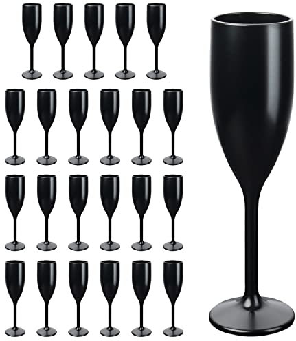 Schramm® Mehrweg Sektgläser in schwarz wählbar 6, 12, 24 oder 48 Stück 150 ml Champagner Glas Sektflöten Sektkelch Stielglas Champagner Gläser Fassungsvermögen, Größe:24 Stück