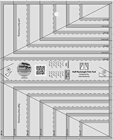 Creative Grids Half Rectangle Trim Tool Quilt Ruler – CGRDH6 – Made in USA, 8-1/2in x 10-1/2in, Non-Slip Grip Acrylic Quilting, Sewing, Crafting, Patchwork Ruler & Template