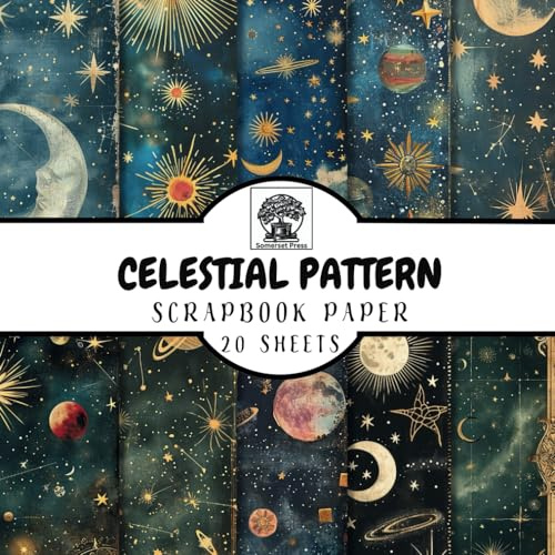 Celestial Pattern Scrapbook Paper: 20 Double-Sided Celestial Pattern Sheets for Scrapbooking, Junk Journals, Card Making, Decoupage, Origami, Paper Crafts, DIY Projects and Mixed Media
