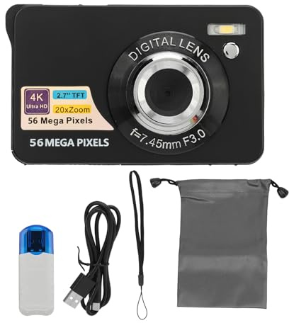 Digitalkamera 20x Digital Zoom 4K UHD Autofokus Digital Kompaktkamera 56MP 2,7 Tums Skärm med USB-kabel för Tonåringar Barn Nybörjare (-2214230149411)