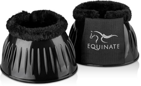 Equinate Hufglocken aus PVC mit synthetischem Lammfell S - Robuste und stoßdämpfende Springglocken - Hufschutz für Training und Turniere - 2er Set