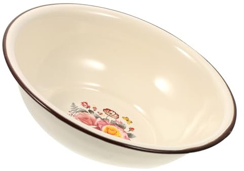 Amosfun Lavabo De Esmalte Vintage 20 Cm Resistente y Espeso, Cuenco Esmaltado Multiusos Para Almacenamiento y Preparación Hogar y Restaurantes
