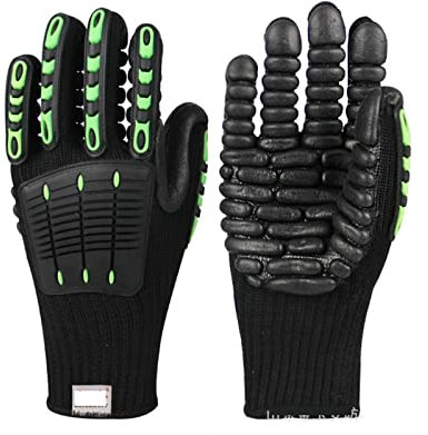 Gants résistants aux coupures, Gants de travail de l'industrie de la mécanique de gant de travail anti-vibration résistant aux coupures for perceuse à percussion,Gants de protection légers