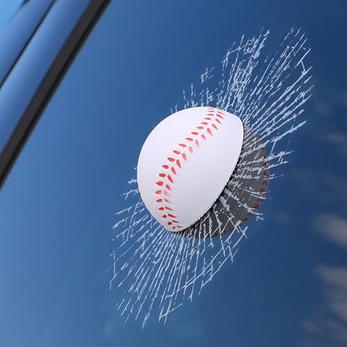 Funny Car Prank Sticker – 3D Tennis Ball Sticker, Weather Resistant Window Decoration (Baseball)