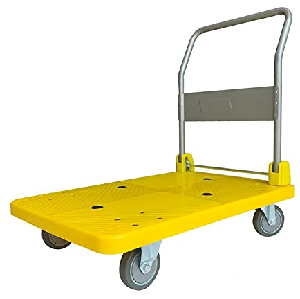 Chariot à Plate-Forme à Plateau Chariot à roulettes en Acier Robuste, Chariot à roulettes, Chariot à Main Pliable avec poignée en métal et Roues pivotantes, déplacement s