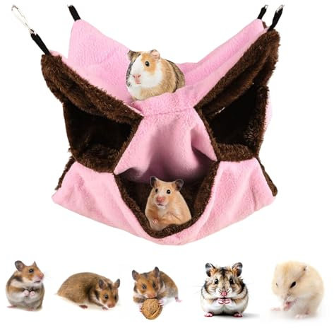 Dyiouxin Hamac pour Petit Animal de Compagnie,Maison Cochon d'Inde,Hamac de Cage,Hamac Lit Hamac pour Animaux de Compagnie À Double Couche,Hamac Chinchilla Furet 34x34cm Maison Cochon d'Inde
