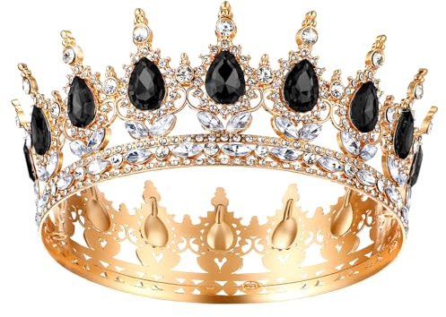 1 couronne de princesse pour femme - Noir - Cristal strass - Bandeau de mariage - Couronne scintillante - Diadème de mariée - Pour gâteau, fête, concours de beauté, fête de mariage - Noir