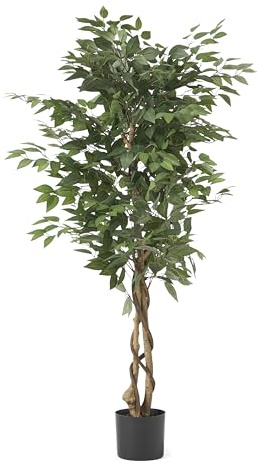 59” Artificial Ficus Tree in Pot, Perfect Mid-Size Faux Tree for Living Room Corner, Bedroom or Entryway, Realistic & Low Maintenance