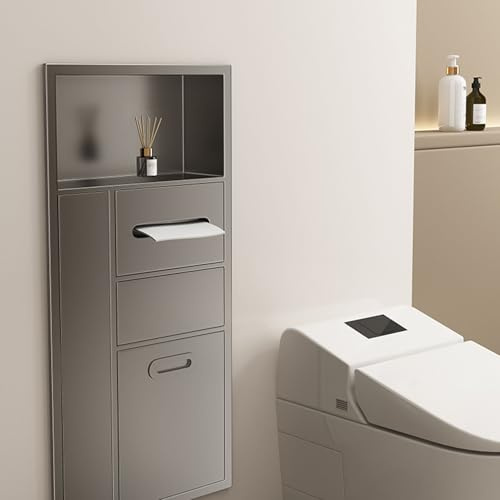Doccia in acciaio inox con angoli ad angolo retto, cestino integrato per carta igienica e spazzola, impermeabile, per cucina e hotel