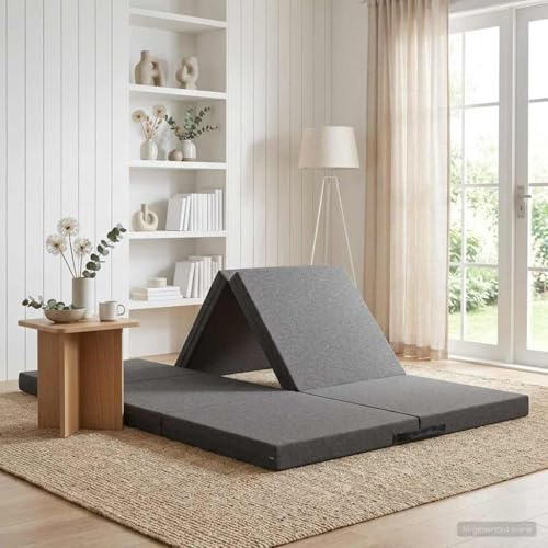 Boltkex Fällbar soffa 140 x 67 x 45 cm ljusgrå, 2-i-1-bäddsoffa med avtagbart överdrag, polyestertyg och skumfyllning, för sovrum och gästsäng