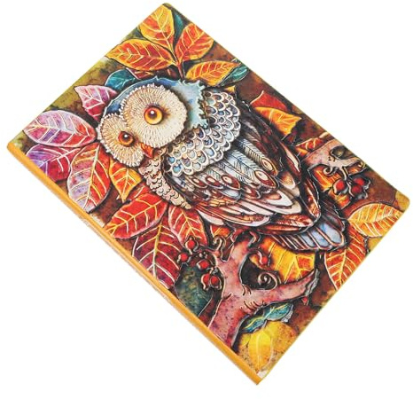 INOOMP Cuaderno de Notas de Tapa Dura A5 Búho en Estilo Europeo Vintage, Cuero y Papel, para Dibujo, Poesía y Scrapbooking, para Compañeros y Colegas de Clase