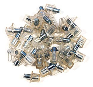200 stycken hyllkonsoler golvstöd transparent bärare plast med stålstift 5 mm