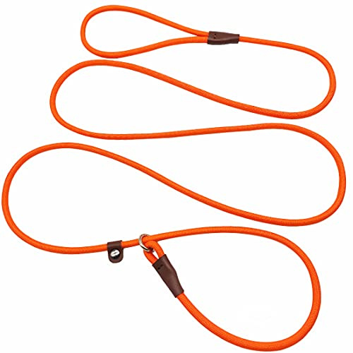MayPaw Slip Lead Control Leash for Dogs No Pull, 13+ Colors Classic Dog Lead 7 FT Pet Slip Leash, 1/4” Rope Leashes for Small Medium Animals (7ft*1/4, Orange)