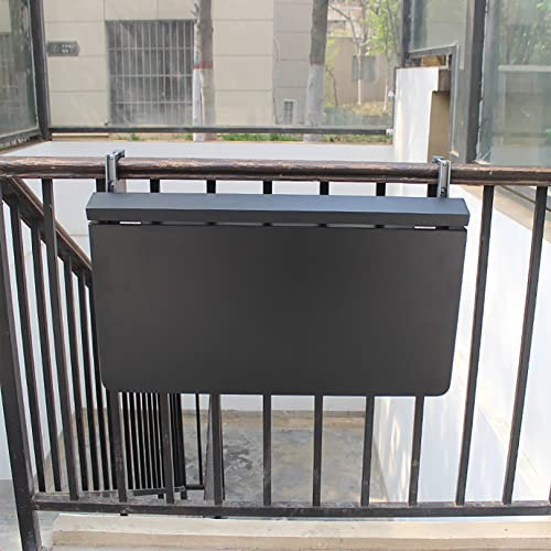 JMCAJIE Hängetisch Balkonklapptisch,Balkonhängetisch Klappbar,Balkontisch Geländer Verstellbar Metall Klapptisch Wandklapptisch,Balkon Balkonmöbel Kleiner,für Kaffeetisch Terrasse Camping Gartentisch