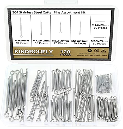 Kindroufly 120 Pieces 6 Sizes Cotter Pins Assortment Kit, 304 Stainless Steel