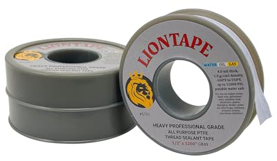 PROCURU Liontape G701 3-Pack 1/2 x 1200 (100-Ft) Heavy Duty Professional Teflon Tape, for Water/Oil/Gas, 4-Mil, High Density, Up to 12000 psi, Grey