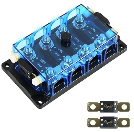 TOOSOAR Sicherungshalter mit Transparenter Schutzhülle,4 Fach Mega Sicherungshalter, Geeignet für Auto Yachten mittelgroße Auto-Stecker