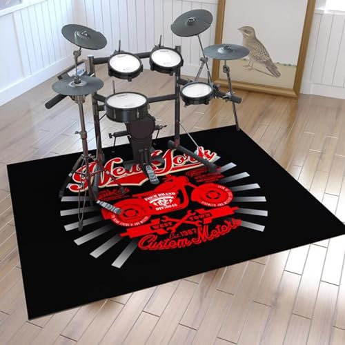 PPGE HOME Schlagzeugteppich Rund, rutschfeste Schallschutzmatte, Schlagzeug Teppich, Schallschutzteppich für Bassdrum-Snare für Instrumente Teppich(Size:120×160cm,Color:G)
