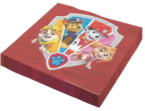 Party Factory `Paw Patrol´ 20 Papier Servietten, 33x33cm, bunt, 3-lagig, Einwegservietten für Kindergeburtstag oder Mottoparty