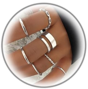Kprusoian Simple Knuckle Rings Set for Women,Vintage Stackable Joint Finger Midi Rings Dainty Cute Rings Pack Festival Jewelry (B-Silver)